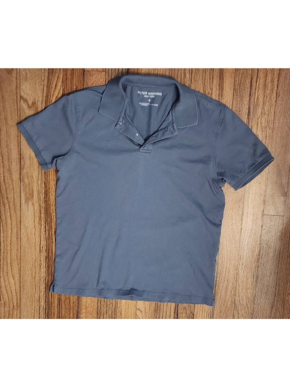 Peter Manning Pima Cotton Spandex Stretch Polo Shirt Mens 3 Grey Short Sleeve